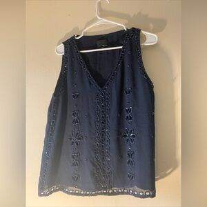 Greylin Beaded Navy Blue Tank Top Woman’s Size Medium